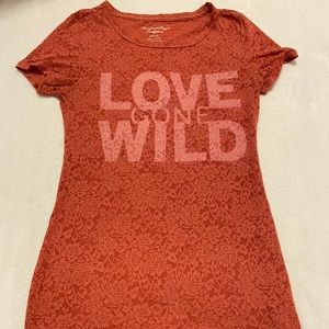 XS American Eagle Outfitters Redish Top, See through with very cute detailing